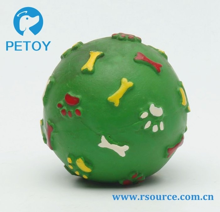 Bone and paw printing Latex squeaky dog ball toy
