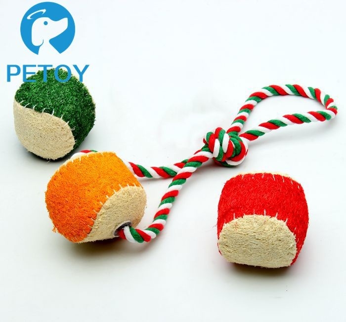 Durable Loofah Squeaky Rope Dog Toys Long Service Life BSCI Approved