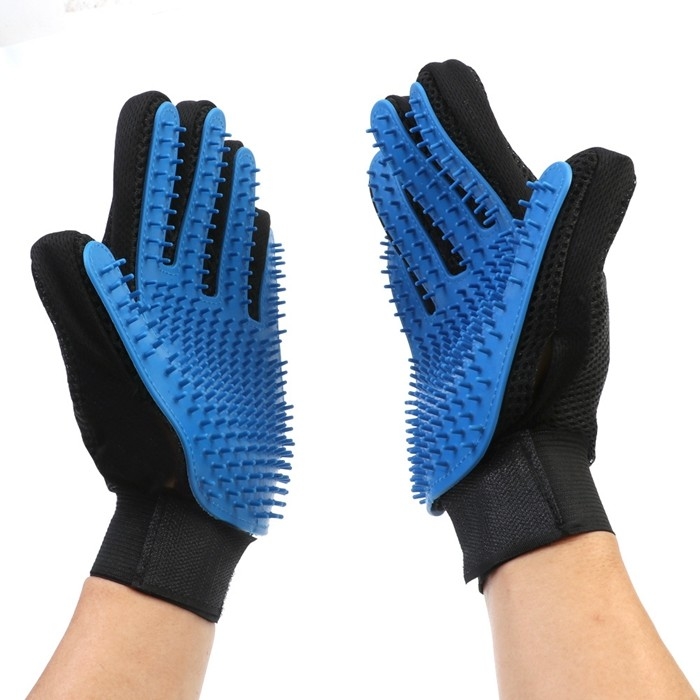 Flexible Five Finger Pet Comb Glove Gentle Dog Brush Glove For Long Short Hair