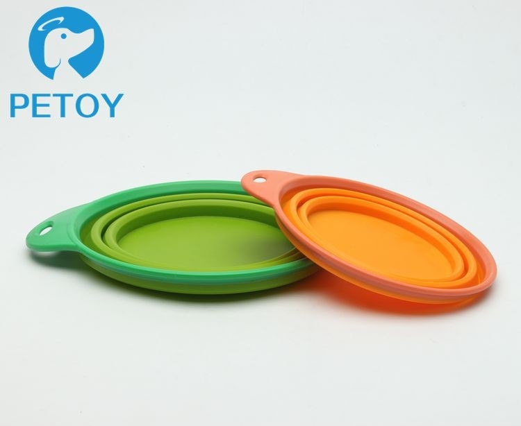 Commercial Foldable Plastic Pet Bowls  / Collapsible Dog Bowl Silicone