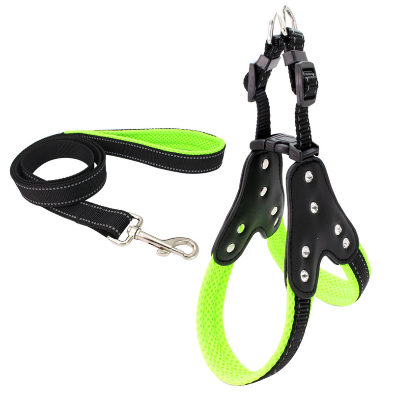 Multi Color Puppy Collar And Leash Dog Harness Vest Comfortable For Casual Walks