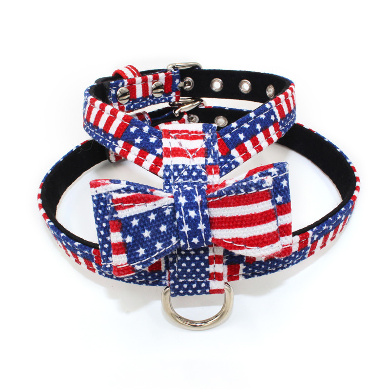 Country Flags Pattern Baby Dog Harness Set Soft Fiber No Pull Easy Control