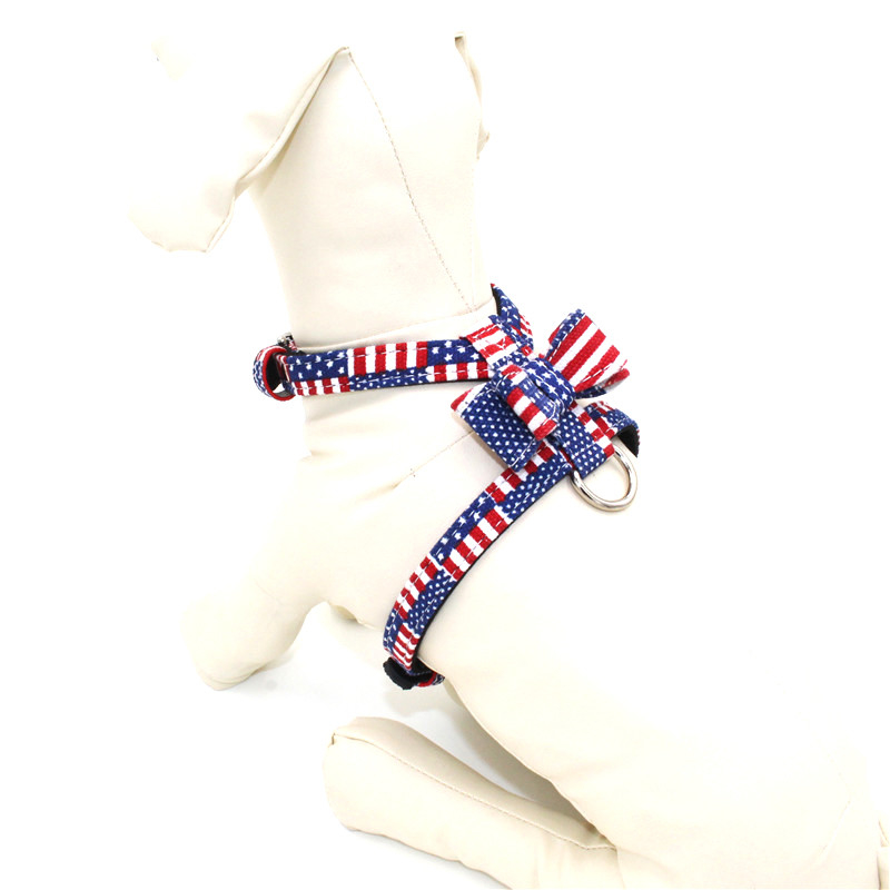 Country Flags Pattern Baby Dog Harness Set Soft Fiber No Pull Easy Control