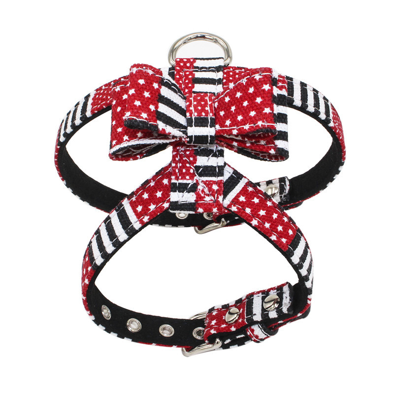 Country Flags Pattern Baby Dog Harness Set Soft Fiber No Pull Easy Control