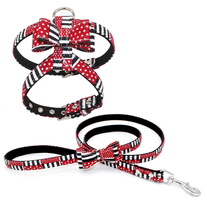 Country Flags Pattern Baby Dog Harness Set Soft Fiber No Pull Easy Control