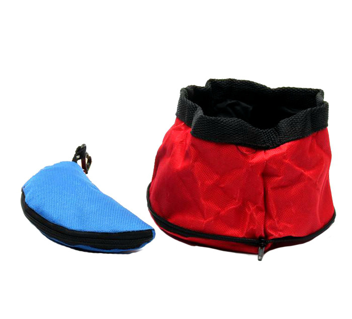 Canvas Travel Foldable Dog Bowl Dog Water Bowl Easy Pack Lightweight 15 * 5cm